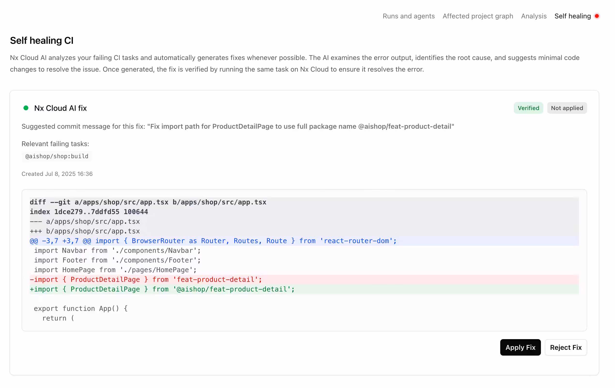 Self-healing CI fix showing up in GitHub comments